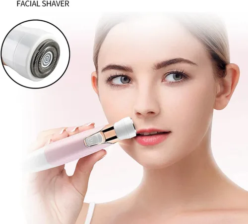 Vista 6 de Maquinillas de afeitar eléctricas para mujeres, removedor de vello facial para mujeres, cara, cejas, nariz, piernas, púbico, bikini, recortador