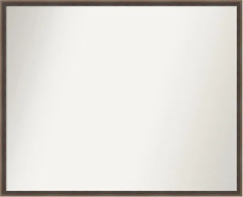 Vista 101 de Amanti Art Brown Bathroom Mirror for Over Sink, 21x33 Custom Made Hardwood Wedge Mocha Rectangle Vanity Mirror, Large Modern Wood Frame, Hangs