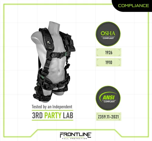 Vista 3 de FRONTLINE FALL PROTECTION 250CTB Elite™ Arnés de construcción Herrajes de aluminio OSHA&ANSI