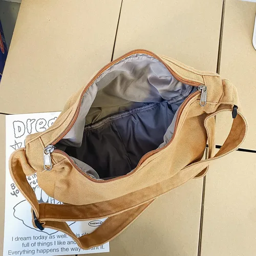 Vista 6 de Bolso de mensajero casual de lona para mujeres y hombres