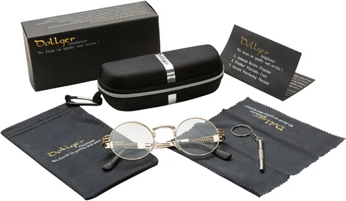 Vista 49 de Dollger Gafas de sol redondas Steampunk con marco de metal