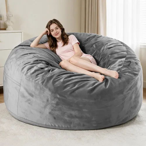 Vista 27 de Sillón puff de 3 pies Sillón estilo puff grande de 3 pulgadas con relleno de espuma viscoelástica, sofá suave con funda de terciopelo holandés