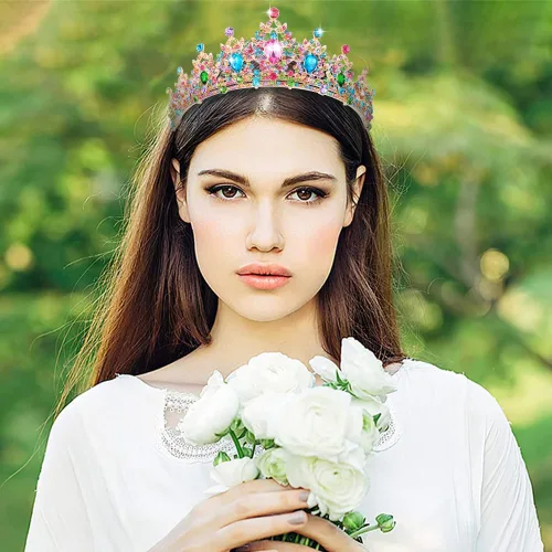 Vista 7 de Kamirola - Corona de reina y tiaras corona de princesa para mujeres y niñas, diademas de cristal para novia, princesa para bodas y fiestas (01)