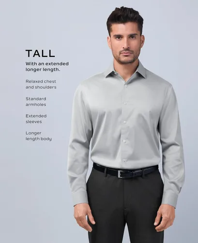 Vista 5 de Van Heusen - Camisas de vestir para hombre, de talla grande, ajuste FIT, popelina
