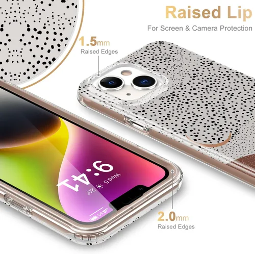 Vista 3 de Esdot Funda para iPhone 14 con Protector de Pantalla Integrado, Funda Resistente de Grado Militar con Diseños de Moda para Mujeres y Niñas, Funda