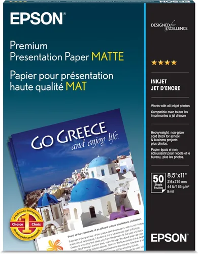 Vista 10 de Epson Papel mate pesado de 8.5 x 11 pulgadas, 50 hojas (S041257)