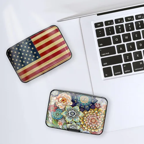 Vista 5 de sundee Soporte para tarjetas de crédito, delgado mini bloqueo RFID, protector de tarjetas de crédito, funda de aluminio para tarjetas de visita