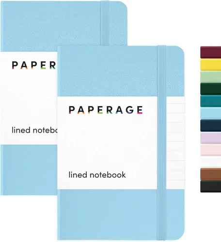 Vista 13 de Juego de 2 cuadernos blocs de notas de bolsillo pequeño, pauta universitaria, 3.7 x 5.6 pulgadas, minidiario de tapa dura, papel grueso de 3.5 Negro