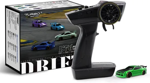 Vista 21 de 1:76 Turbo Racing Scale RC Sport Car, Carreras de mesa Control remoto Mini modelo de coche completo proporcional RTR Kit Juguetes (Baoma mini-rojo)