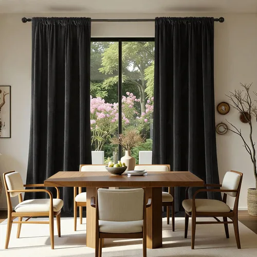 Vista 7 de Joydeco Cortinas de terciopelo negro de 72 pulgadas de largo, 2 paneles, cortinas opacas de lujo con bolsillo para barra, cortinas de ventana