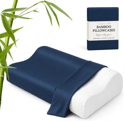 Vista 11 de Cooling Contour - Funda de almohada cervical color azul aguamarina, 24 x 14 Aqua Blue