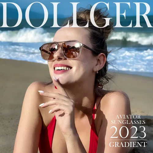 Vista 2 de Dollger Lentes de sol de aviador para mujeres y hombres, polarizados, retro, 70, cuadrados, degradados, planos, ultraligeros, de plástico