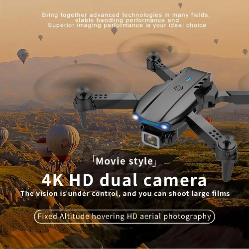 Vista 3 de Sonilco Mini dron E99 con doble cámara, retención de altitud, despegue/aterrizaje con una tecla, diseño plegable, giroscopio, modo sin cabeza, 2
