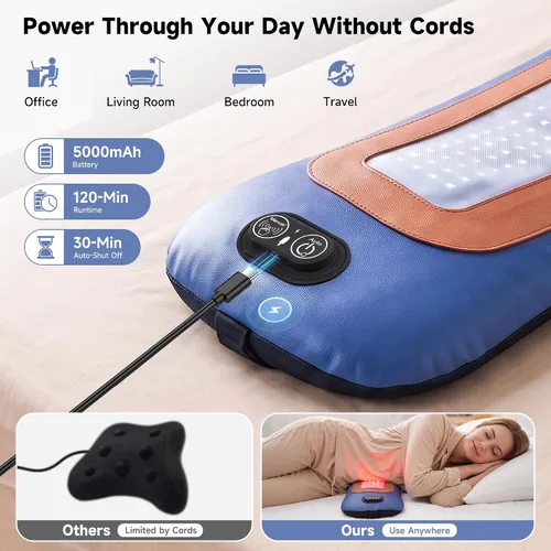 Vista 5 de Almohada de apoyo lumbar inalámbrica, masajeador de espalda baja