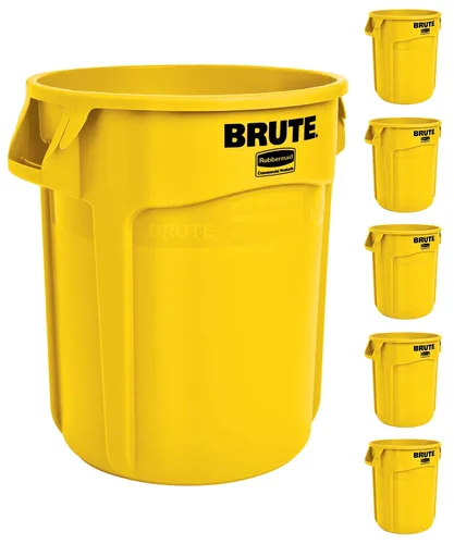 Vista 12 de Rubbermaid Commercial Products BRUTE - Bote de basura redondo de alta resistencia, 10 galones, color gris, contenedor de residuos para exteriores