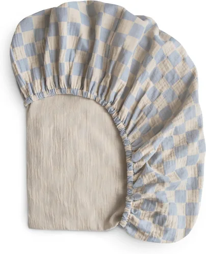 Vista 29 de mushie Sábana bajera ajustable de muselina extra suave para cuna, 192 hilos, 28 x 52 pulgadas (azul bebé)