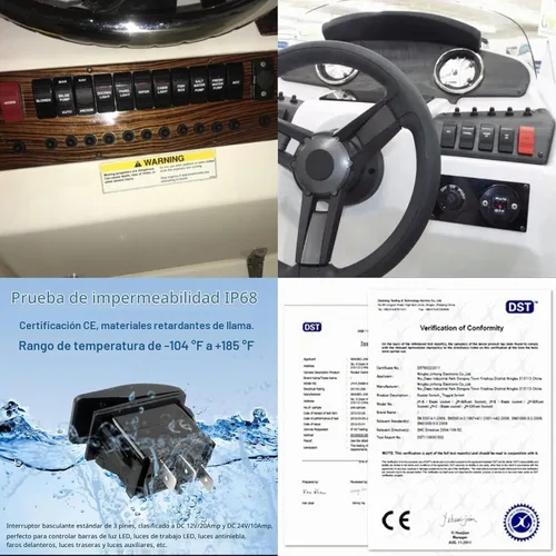 Vista 7 de Interruptor basculante marino de 3 pines para coche y barco 12V 24V encendido/apagado impermeable con LED azul SPST