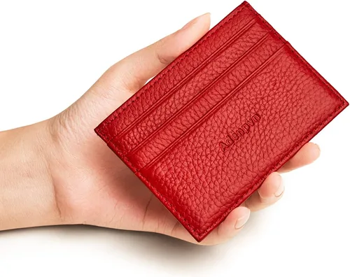 Vista 11 de Cartera de tarjeta de crédito de cuero genuino, billetera minimalista, inserciones de billetera delgada, 003, Estuche para tarjetas de crédito