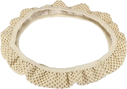 Vista 5 de X AUTOHAUX Universal 15" antideslizante volante cubierta elástica tela de malla elástica accesorio para coche beige