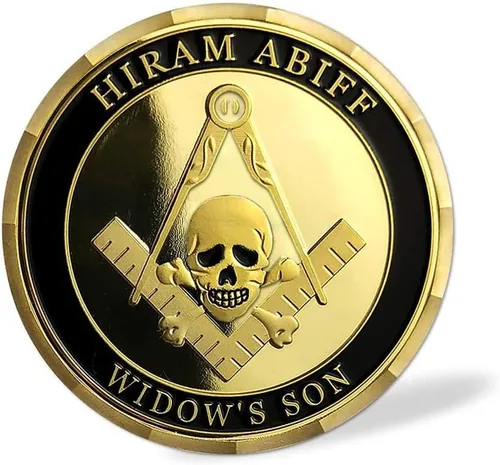 Vista 3 de Moneda de desafío masónico Gran Maestro Hiram Abiff Viuda Hijo Masón Azul Lodge Monedas Regalo