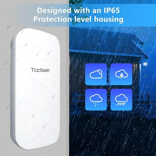 Vista 5 de Todaair Puente inalámbrico seguro de 1640 pies y 2.4 GHz, emparejamiento de 1 toque, soporte de cámara bala CCTV, alimentación POE, paquete de 2