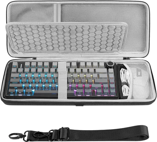Vista 7 de GEEKRIA Estuche de transporte combinado de teclado y mouse con 75 %, compatible con AULA F75 Pro/S75 PRO, Keychron K2 versión 2/Q1 HE, ASUS ROG