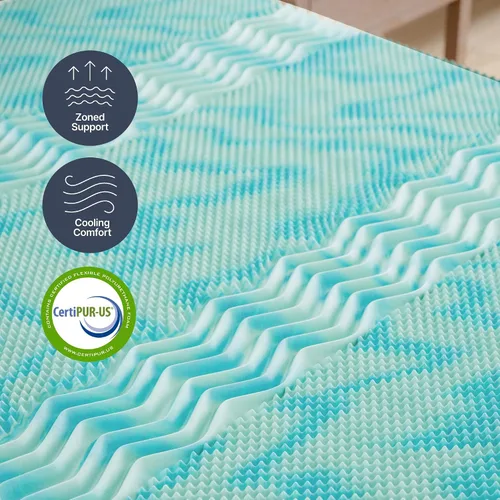 Vista 6 de GhostBed Cubrecolchón de espuma viscoelástica de gel refrescante de 3 pulgadas, funda impermeable, protector y cubrecolchón en uno, tamaño individual