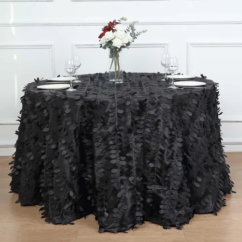 Vista 33 de TABLECLOTHSFACTORY - Mantel cuadrado de tela de tafetán de pétalos de hojas 3D de 54 pulgadas, color negro