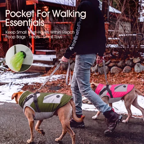 Vista 7 de IECOii Abrigos para perros pequeños, arnés de invierno con cremallera, color verde, talla XS, cálido abrigo de invierno para perros pequeños