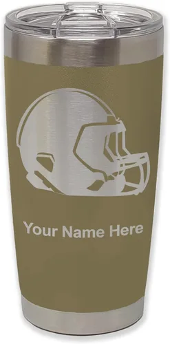 Vista 21 de LaserGram Vaso aislado al vacío de 20 onzas, casco de fútbol, grabado personalizado incluido (morado claro)