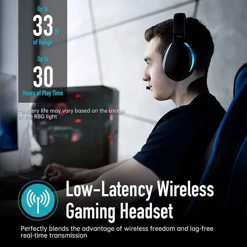 Vista 3 de KOFIRE UG-06 Wireless Gaming Headset for PS4 PS5 PC, 30H Playtime, Low Latency, Noise Cancelling Over Ear Bluetooth Gaming Headphones with Dual Mic