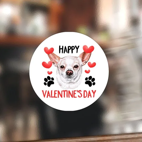 Vista 13 de 100 calcomanías de San Valentín con corazón rojo Corgi para perros, etiqueta de vinilo para perros del día de San Valentín, calcomanías redondas
