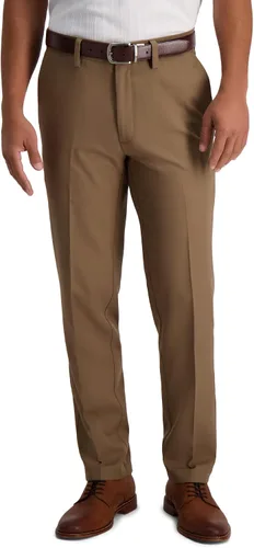Vista 7 de Haggar Cool 18 Pro - Pantalón casual de cintura súper flexible con parte frontal plana y ajuste delgado para hombre Gris oscuro (Dark Grey Heather)