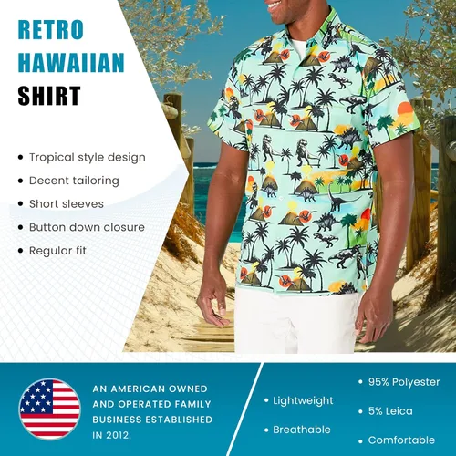 Vista 3 de Funny Guy Mugs Mens Hawaiian Print Button Down Short Sleeve Shirt