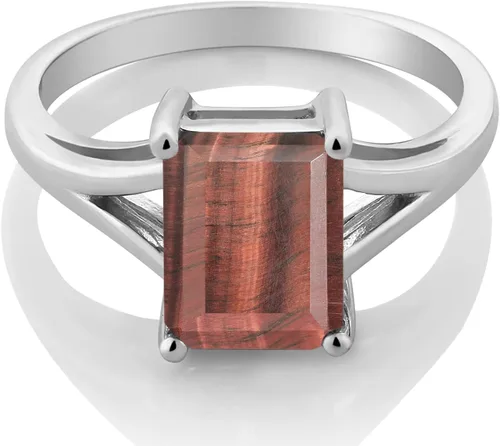 Vista 92 de Gem Stone King Anillo de compromiso solitario con diseño clásico de vástago dividido para mujer, plata de ley 925, piedra natal de piedra preciosa