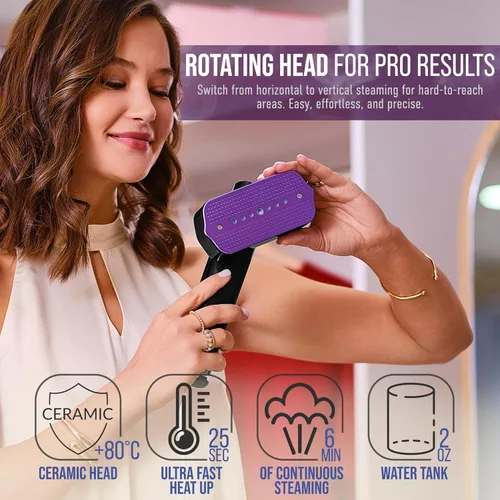 Vista 4 de Vaporizador de ropa de viaje y mini plancha de vapor, vaporizador de ropa de mano de 1200 W, 4 modos, calentamiento rápido de 20 segundos, removedor