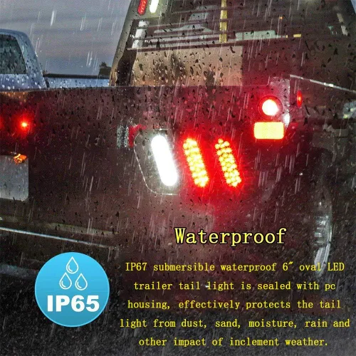 Vista 5 de NPAUTO 4 luces LED ovaladas de 6 pulgadas, 24 luces LED blancas de respaldo reverso, impermeable, parada de remolque, luz trasera para caravanas
