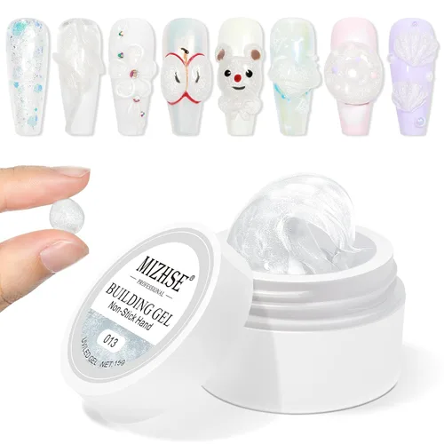 Vista 13 de MIZHSE - Gel constructor sólido para uñas, 3.53 oz, gel para esculpir 3D transparente para uñas 3.53 oz transparente