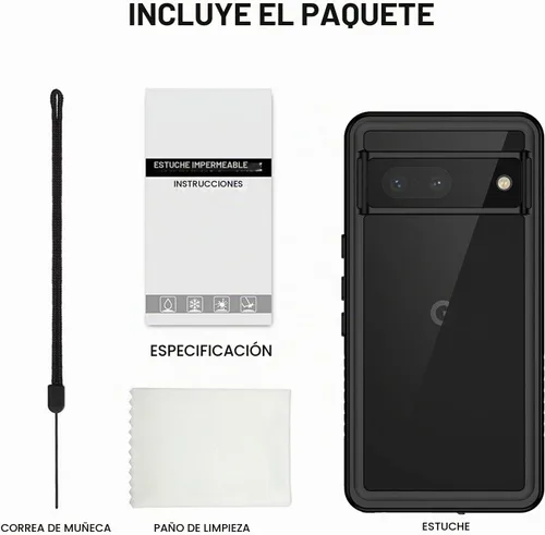 Vista 8 de Lanhiem Funda para Google Pixel 7, IP68 Impermeable a Prueba de Polvo con Protector de Pantalla Integrado, Funda Protectora de Teléfono de Cuerpo