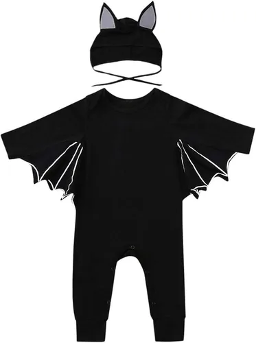 Vista 3 de Bokeley-Conjunto de ropa para bebé, para niños, niñas, disfraz de Halloween, disfraz de murciélago, 6-12 meses