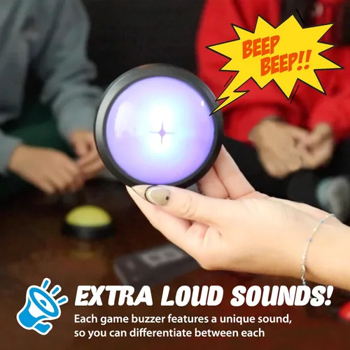 Vista 3 de Teacher's Choice Sistema de Botón de Buzzer de Juego para 4 Jugadores con Luz Inalámbrica Muestra al Jugador Ganador Sonidos Fuertes y Únicos