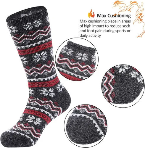 Vista 4 de Calcetines deportivos térmicos, cálidos, unisex, gruesos, con aislamiento térmico, para invierno