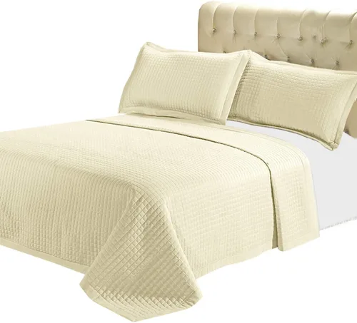 Vista 12 de sheetsnthings Juego de sábanas de microfibra acolchada sin arrugas de lujo de 2 piezas (beige, individual)