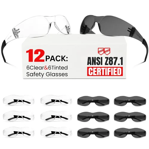 Vista 13 de Gafas de seguridad ANSI Z87.1 transparentes, paquete de 120 unidades, gafas de seguridad para hombres y mujeres, gafas de protección transparentes