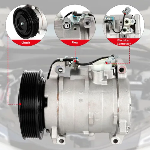 Vista 3 de Conjunto de embrague del compresor del A/C CO 28003C se adapta para Honda Accord 2.4L 2003-2007 Kit compresor de CA Refrigeración del motor Piezas