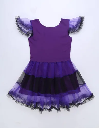 Vista 4 de RUNQHUI Disfraz de murciélago vampiro para Halloween y niñas, vestido de princesa con diadema de ala