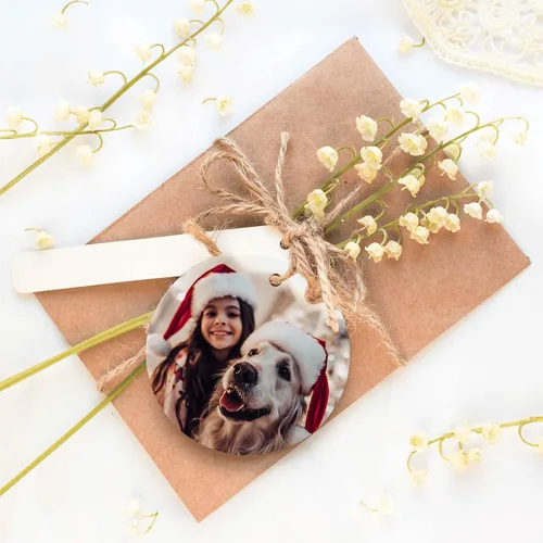 Vista 7 de Adornos de Navidad personalizados de cerámica, nuestro primer árbol de Navidad colgante 2023, decoración de regalo para Navidad, impresión