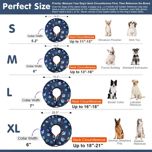 Vista 8 de BEAUTYZOO Alternativa al cono para perro después de la cirugía para perros grandes, medianos y pequeños, collar de cono inflable suave para perros