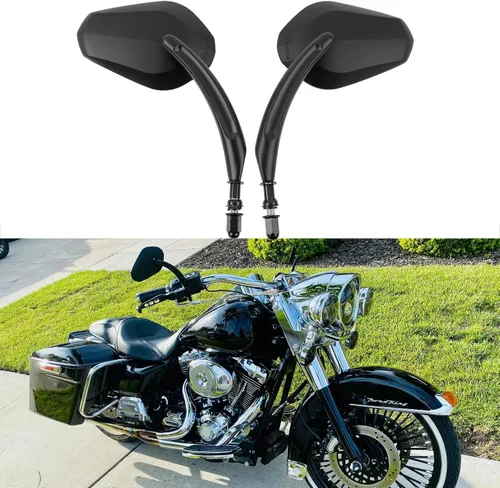 Vista 4 de Espejos retrovisores laterales negros para motocicleta Harley Davidson Road King Road Glide