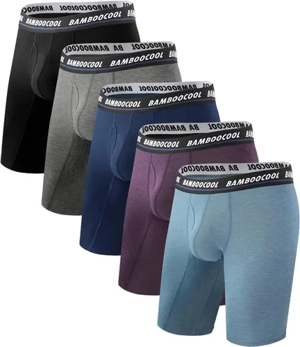 Vista 6 de BAMBOO COOL Ropa interior tipo bóxer largo para hombres de rendimiento con pierna larga para deportes MultiPack
